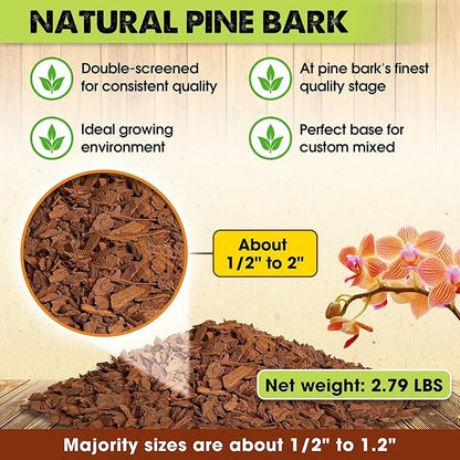 DUSPRO RECYCLE Orchid Bark Bulk, Fine Orchid Bark for Plants, Optimal Texture Bark for Orchids, Ideal Wood Chips for Plants, Plant Bark for Potting, Bark Soil for Plants (5qts, Standard Bark)