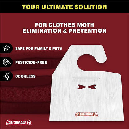 Catchmaster Clothes Moth Traps with Premium PheroGuard Technology – XL Hardwood Patterned, Extra-Strength Glue – Odorless, Traps & Eliminates Moths – Protects Clothes, Closets and Wardrobes – 6-Pack