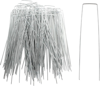 200 Pack 8 Inch Landscape Staples - Heavy Duty 11 Gauge Galvanized Steel Garden Stakes Staples - Weed Barrier Stakes U-Shaped Pins for Securing Pegs Irrigation Tubing Fabric Ground Sheets