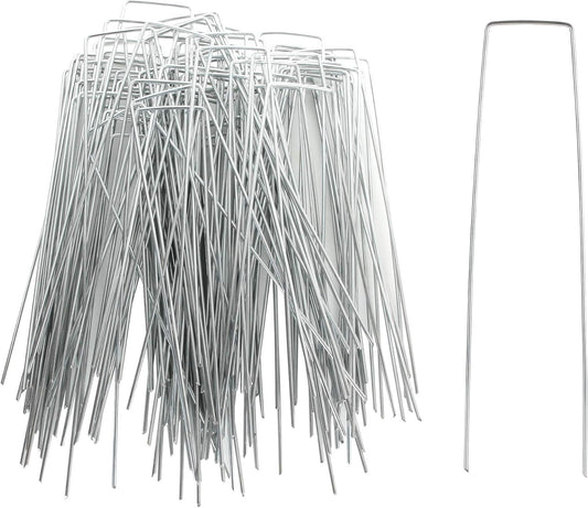 200 Pack 8 Inch Landscape Staples - Heavy Duty 11 Gauge Galvanized Steel Garden Stakes Staples - Weed Barrier Stakes U-Shaped Pins for Securing Pegs Irrigation Tubing Fabric Ground Sheets
