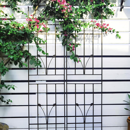 4 Pack Metal Garden Trellis 71" Black Fence Rustproof Garden Trellis for Climbing Plants Support Roses Flower Outdoor Lawn, Brown