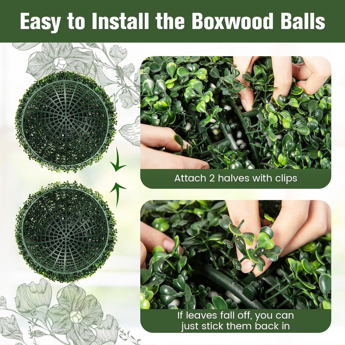 Goplus 2 PCS 19 Inch Artificial Plant Topiary Ball, Round Faux Boxwood Balls Outdoor, Garden Spheres Decorative for Front Door, Porch, Backyard, Balcony, Patio, Wedding and Home Décor