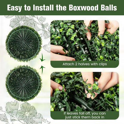 Goplus 2 PCS 19 Inch Artificial Plant Topiary Ball, Round Faux Boxwood Balls Outdoor, Garden Spheres Decorative for Front Door, Porch, Backyard, Balcony, Patio, Wedding and Home Décor