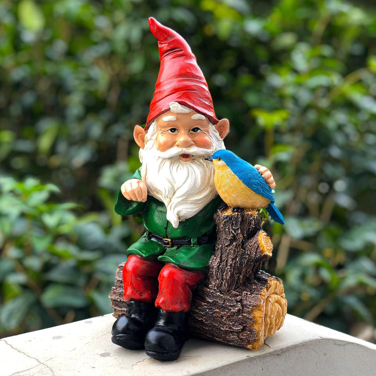 TZSSP Outdoor Gnome Statue Decoration Garden Statue Hand-Painted Statue with Bird Statue for Patio,Lawn,Garden Decoration