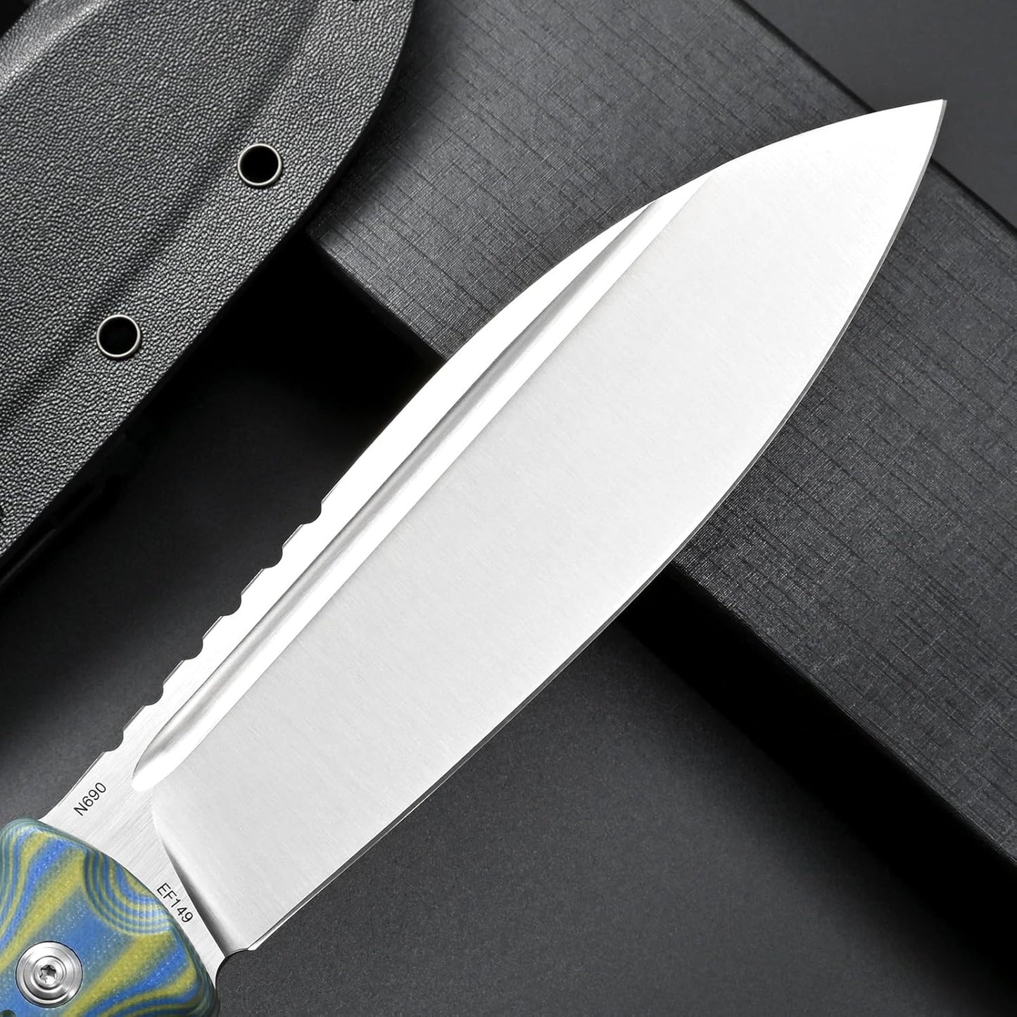 Eafengrow EF149 Fixed Blade Knife N690 Steel Blade Colorful G10 Handle Full Tang EDC Straight Knife for Hunting Camping Adventure