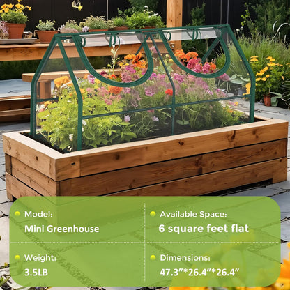 Upgraded Portable Greenhouse, 47.3" L x 26.4" W x 26.4" H Mini Greenhouse for Outdoors with 2 Zipper Doors, PE Cover, Ground Stakes & Ropes for Garden, Patio, Balcony, Backyard