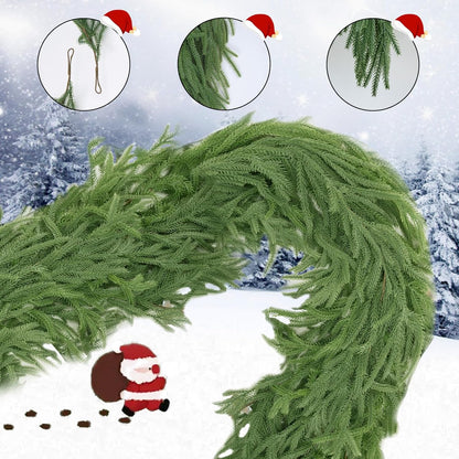 5FT Bendable Christmas Garlands Norfolk Pine Garland Real Touch, Artificial Greenery Garland for Fireplace, Mantle, Table, Stairs, Indoor Outdoor Christmas Decoration(1PCS)