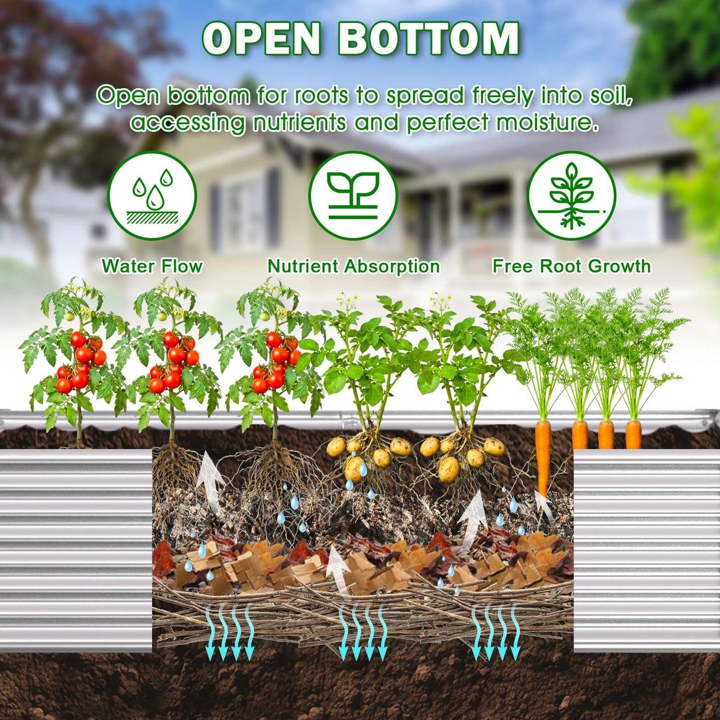 Tegarbed 6x3x2ft Raised Garden Bed, Deep Root Planter Box, Silver,1 Pack