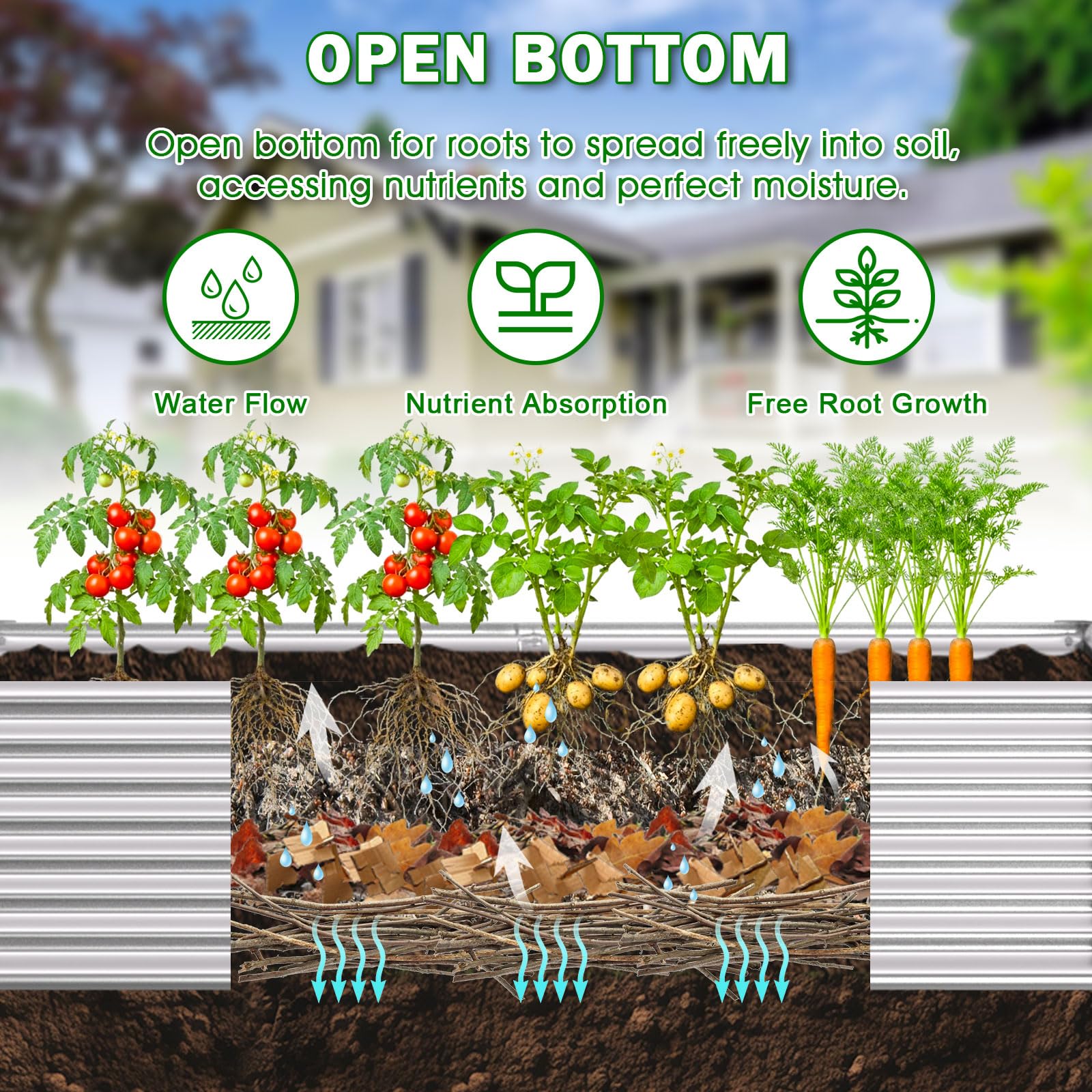 Tegarbed 6x3x2ft Raised Garden Bed, Deep Root Planter Box, Silver,1 Pack