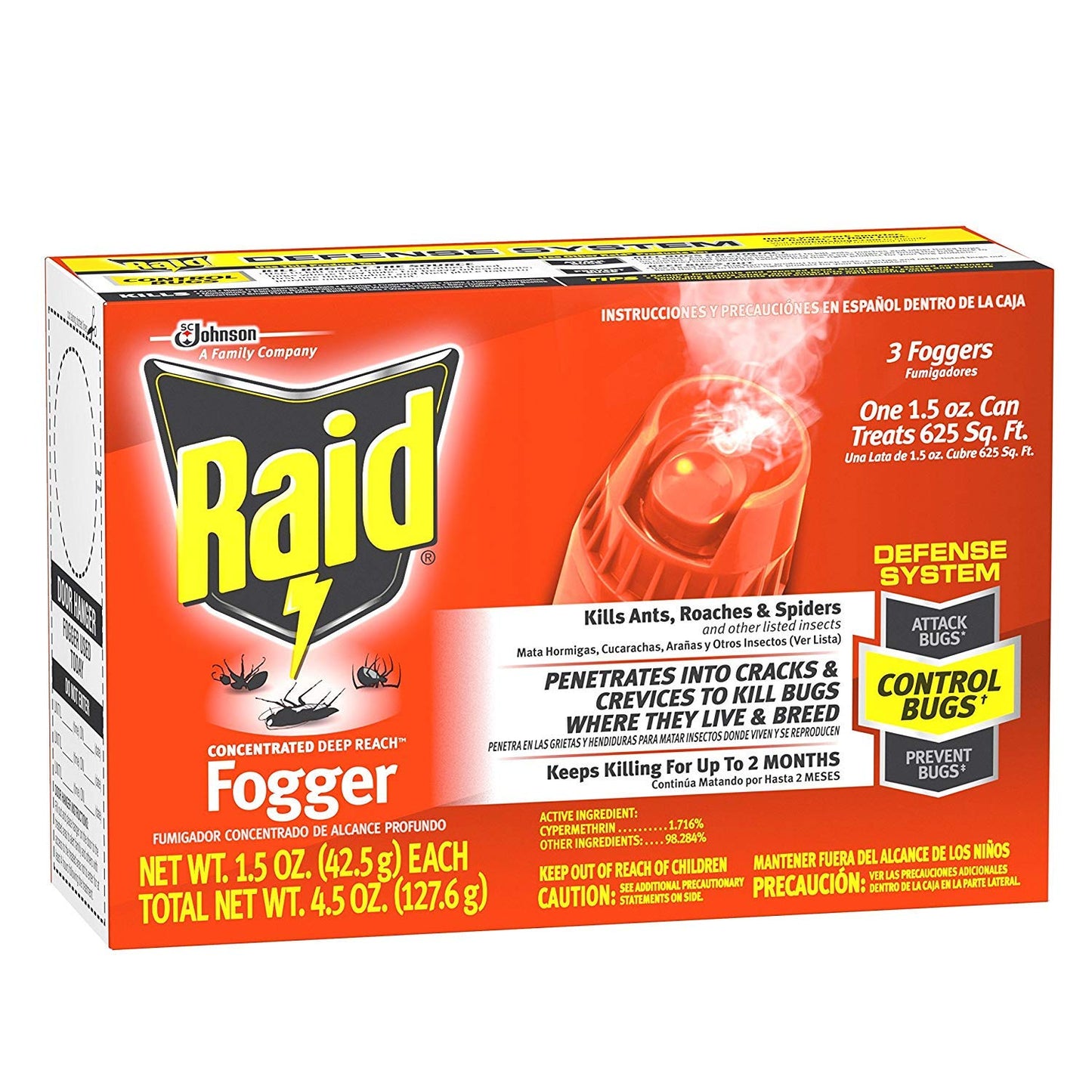 Raid Concentrated Deep Reach Foggers, 4.5 oz (Pack of 3 x 1.5 oz)