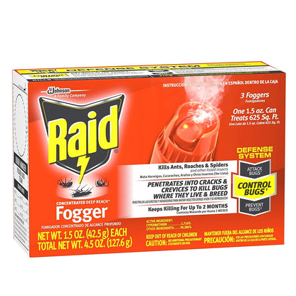 Raid Concentrated Deep Reach Foggers, 4.5 oz (Pack of 3 x 1.5 oz)