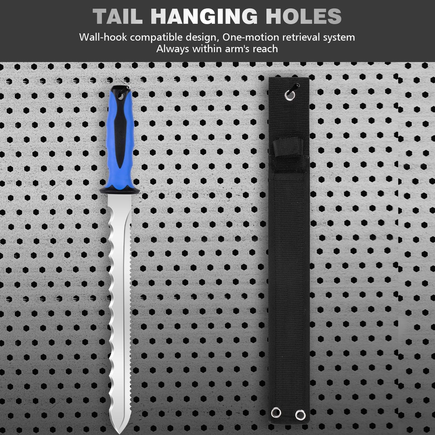 Sod Cutter knife: Stainless Steel Garden Knife 11.14-inch sharp blade, double-edged sod knife for outdoor, Lawn Repair, easy to carry (new blue)
