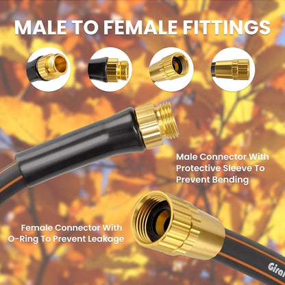 Giraffe Tools Garden Leader Hose 5/8 inch x 2.5ft, Short Water Hose Heavy Duty, Flexible, Lightweight Hybrid Hose with Bend Protection, Male to Female Fittings