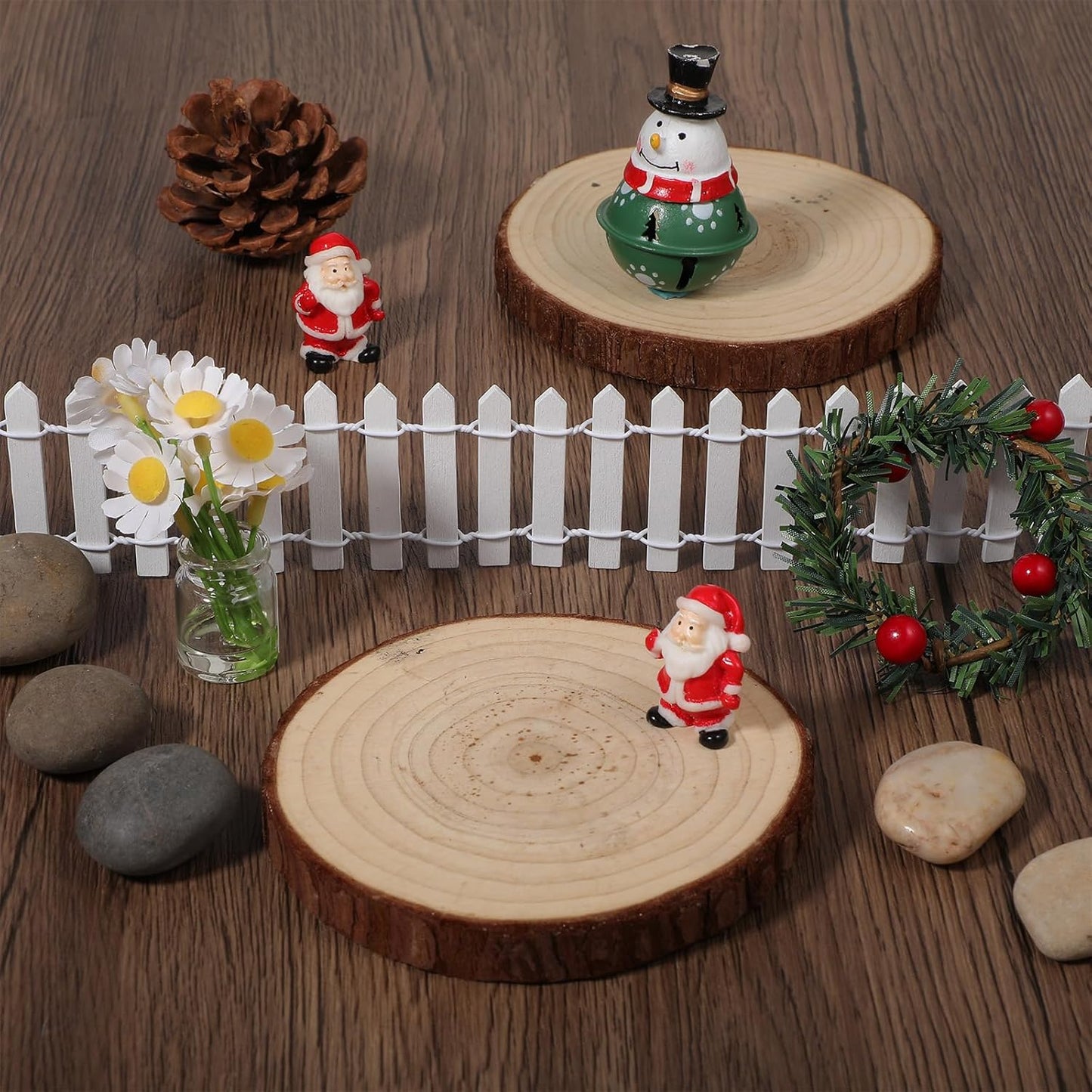 2pcs Mini Picket Fence, 34in Long Wooden Decorative Picket, Micro Landscape Little Ornaments for DIY Plant Pot House Home Dollhouse Outdoor Diorama Project(White)