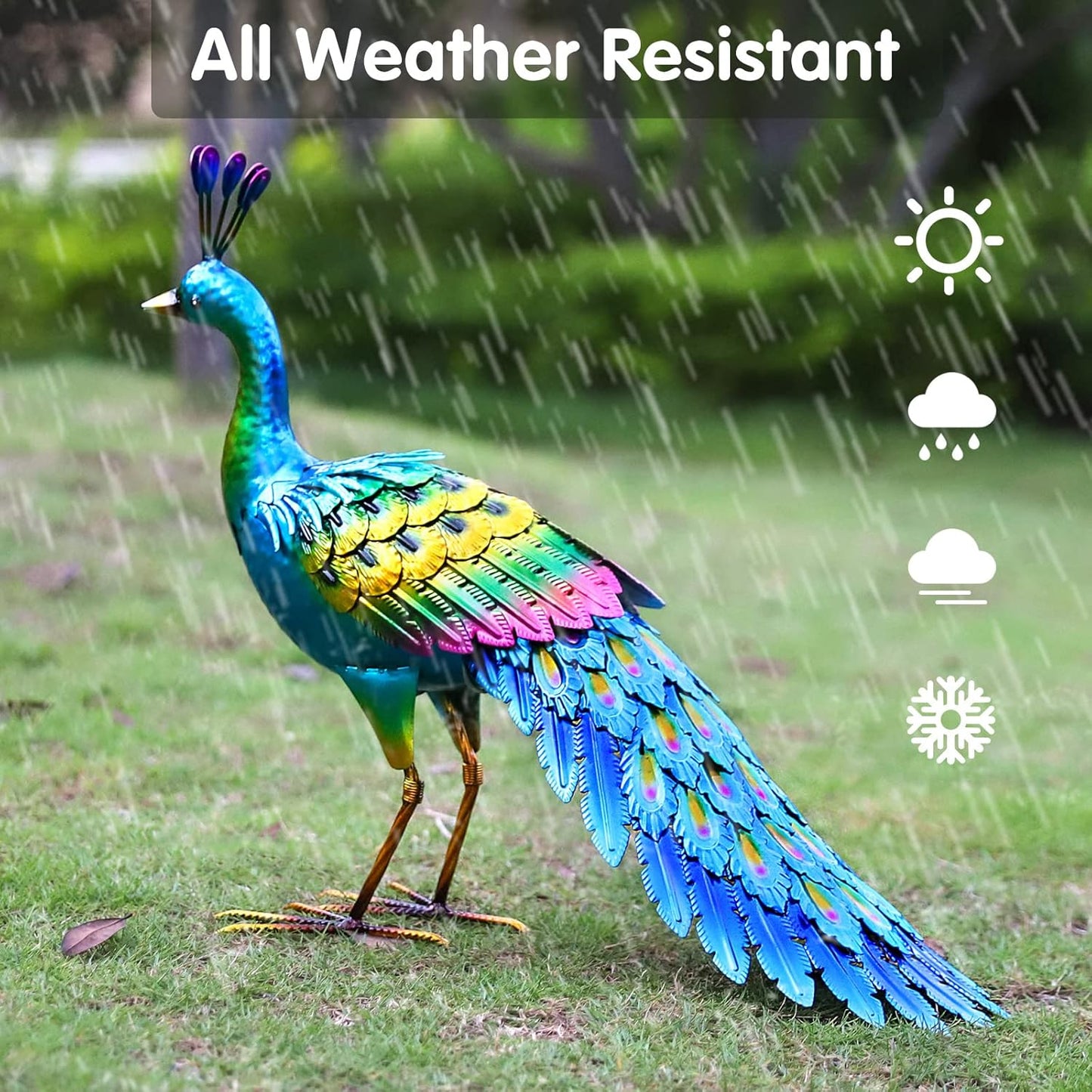 chisheen Peacock Statue Garden Decor Metal Peacock Yard Art Lawn Decoration Outdoor Sculpture Housewarming Birthday Gifts for Women,Mom,Grandma