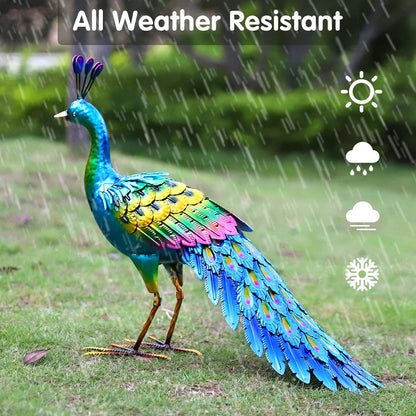 chisheen Peacock Statue Garden Decor Metal Peacock Yard Art Lawn Decoration Outdoor Sculpture Housewarming Birthday Gifts for Women,Mom,Grandma