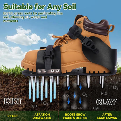 HFH Lawn Aerator Shoes for Grass，Aeration Shoes for Lawn，Spike Shoes for Lawn Aerating (Buckle)