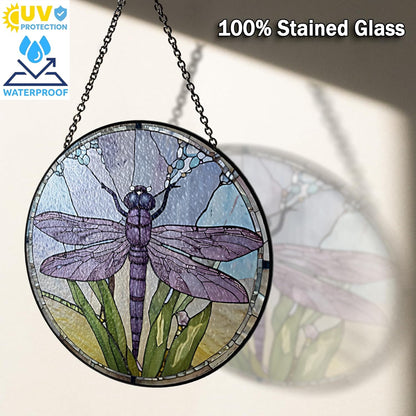 6" Dragonfly Stained Glass Suncatcher – Window Hanging Colorful Glass Panel for Home Decor, Gifts, Kitchen, Living Room – Handmade Sun Catcher Decoration for Nature & Garden Lovers BUG-07C-SG6
