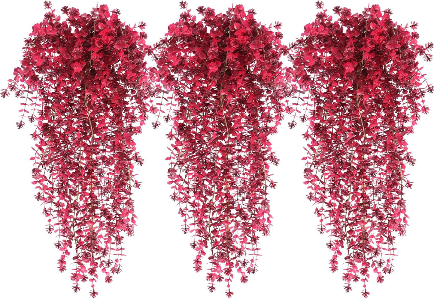 Artificial Hanging Plants Artificial Fall Flowers Faux Autumn Plants Artificial Ferns for Outdoors Hanging Fake Vines Faux Hanging Plants for Fall Decor Indoor Outdoor House Wedding Party(Wine Red)