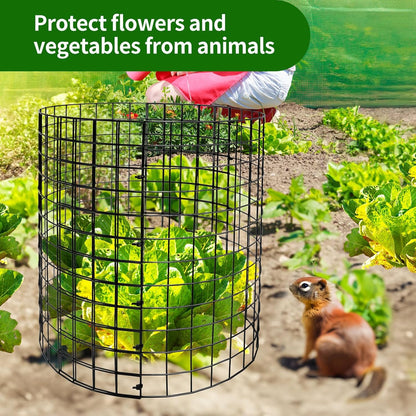 5 Pack Metal Plant Protector, Metal Plant Protection Cages (13" Diax14.2H) to Keep Animals Out, for The Garden Protection of Flowers, Saplings, Fruits Vegetables, Black