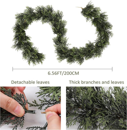 RECUTMS Artificial Garland 1pcs Fake Vines Ivy Greenery Stiff Leaves Plants Table Decor Faux Hanging Plastic Plant for Indoor Outdoor Home Party Wall Mantle (Green H)