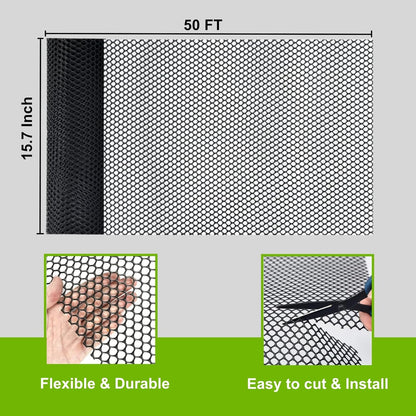 Plastic Wire Mesh Fence Roll, GENNIZZ 15.7IN x 50FT Plastic Chicken Wire Mesh, Garden Netting Fencing Barrier for Poultry Balcony Chicken Puppy (0.4m x 15m)