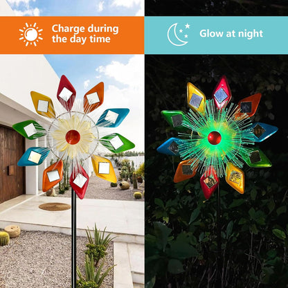 Solar 45" Sunglasses Wind Spinners for Yard and Garden, Metal Clearance Windmill Kinetic Wind Spinner Outdoor Decor, Wind Sculpture Yard Art Decorations for Patio, Lawn & Garden