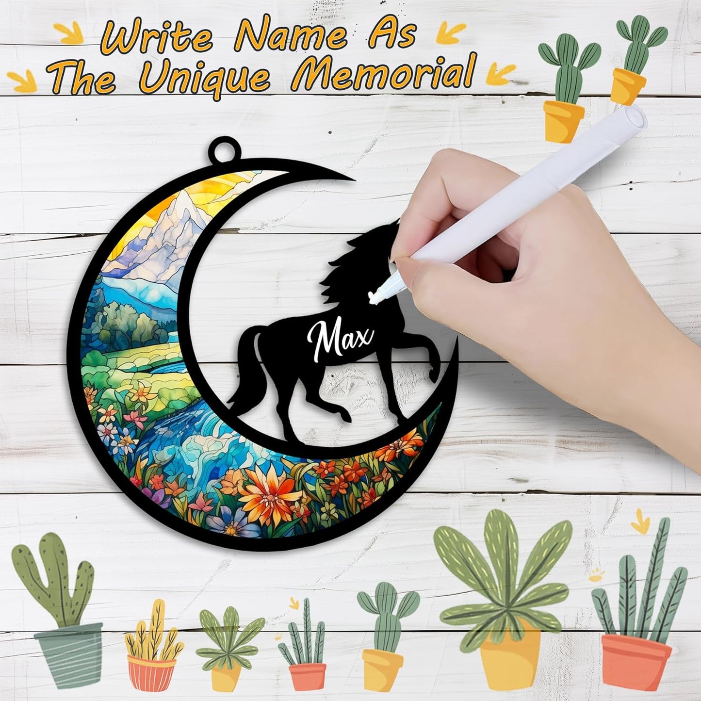 Horse Suncatcher, Personalized Pet Loss Gift with Name & Date, Heart-Shaped Crystal Sun Catcher, Horse Remembrance Sympathy Rainbow Maker for Window & Garden