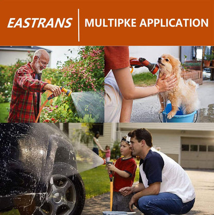 EASTRANS Short Garden Hose 10 ft x 5/8", Heavy Duty Orange Water Hose with Female to Female Brass Connector for All-weather Outdoor