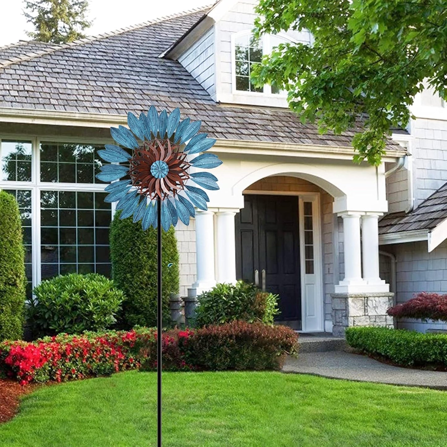 Garden Wind Spinners 360°, Outdoor Metal Windmill Yard Spinners Large 84 in Height 22 in Dia Dual Direction Dual Rotors Wind with Kinetic, Wind Spinner Outdoor Clearance for Yard and Garden Art Decor