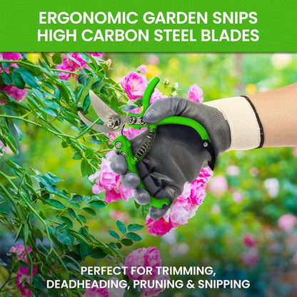 Garden Guru Ergonomic Garden Snips Clippers - Professional Hand Pruner Pruning Shear Scissors with Comfort Grip Handles for Gardening Trimming and Yard Work – High Carbon Steel (4 Pack)