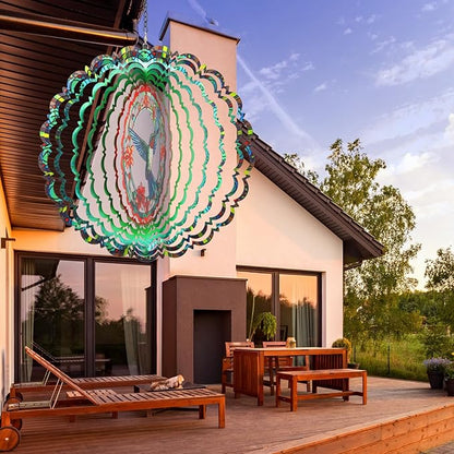 Wind Spinners Outdoor Hummingbird - Birthday Gifts for Women Mom Wife, Hanging Wind Sculptures Wind Spinners, 12 inch 3D Wind Spinner for Garden Decor for Outside, Garden, Patio, Yard, Outdoor