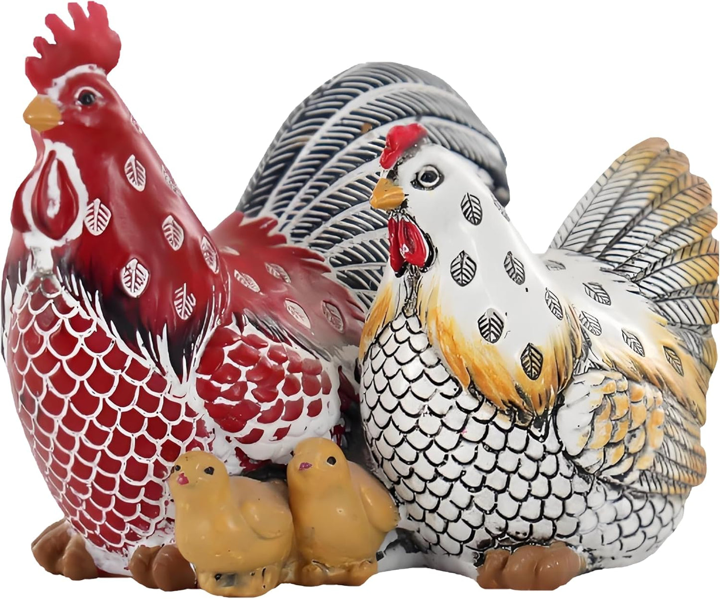 Chicken Family Decorative Sculpture, Indoor/Outdoor Outdoor Garden Statue,Rooster, Hen, Chick Garden Sculpture,Rustic Hen Outdoor Statue