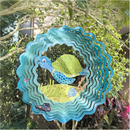 Pixelart Sea Turtle Wind Spinner 3D Hanging Wind Spinner Sea Turtle Ornament Gifts Metal Wind Kinetic Sculpture for Outdoor&Indoor Decor, Yard Art, Garden Decoration (12''-1pc, Pixart Sea Turtle)