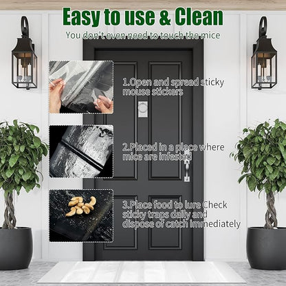 Qualirey 4 Pcs 47 Inch Ultra Large Sticky Mouse Glue Traps Sticky Rat Trap That Work for Rats Roaches Rodents Heavy Duty Pre Baited Mats Indoor Outdoor Catch Pest (Clear)