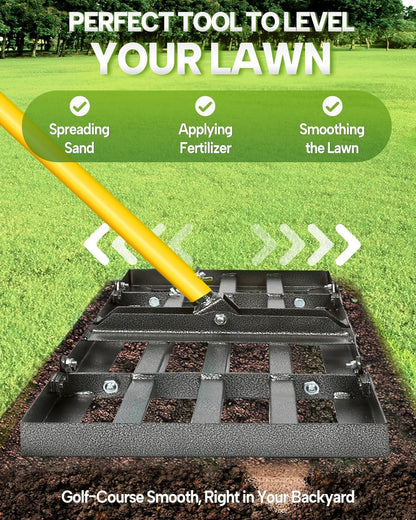 Joyhalo Lawn Leveling Rake, 30 Inch Yard Lawn Leveling for Soil with 78" Adjustable Steel Handle, Heavy Duty Effort Saving Landscape Lawn Leveler for Yard Garden Golf Course Soil Sand Dirt Grass