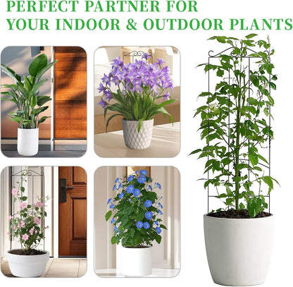 32 Inch Metal Plant Trellis for Climbing Plants Outdoor，4 Pack Garden Trellis for Potted Climbing Plants Indoor Houseplants Flowers Vine Ivy,Black,Rectangle
