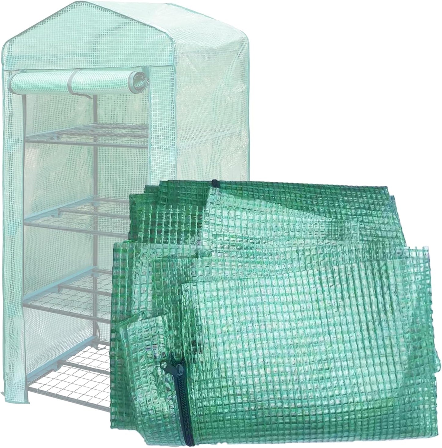 Greenhouse Replacement Cover with Roll-Up Zipper Door PE Plant Gardening Greenhouse Cover for Gardening Plant Frost Protection Wind Rain Proof Greenhouse Cover (Fit for 27×19×63 Inches (Green))