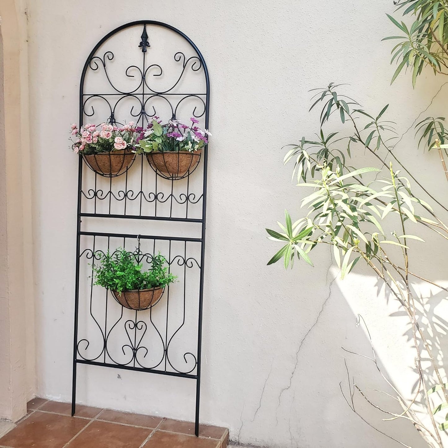SCENDOR Trellis for Climbing Plants 70.8" H x 24.5" W Metal Premium Quality Material Rust-Resistant Climbing Frame Stylish Garden Addition Outdoor Roses Vine Ivy Clematis Trellises Black 1 Pack