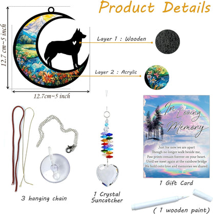 Husky Suncatcher, Personalized Pet Loss Gift with Name & Date, Heart-Shaped Crystal Sun Catcher, Dog Remembrance Sympathy Rainbow Maker for Window & Garden