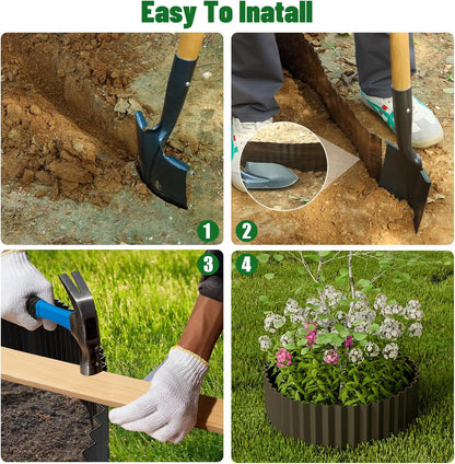 SnugNiture Corrugated Metal Garden Edging,10" x 20' Sturdy Lawn Edging Border,Landscape Edging Border for Lawn, Flower Bed,Garden and Yard(Black)