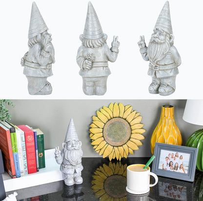 NAT & JULES Gnome 12 inch Resin Stone Garden Statue (Peace Gnome)