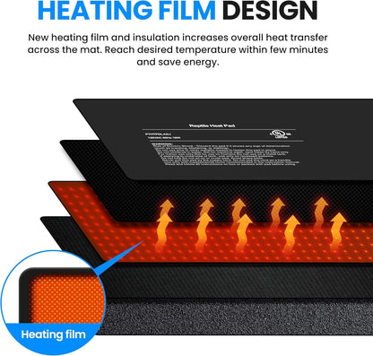 Simple Deluxe 8X12 Inch 16W Reptile Heating Pad with Temperature Adjustable Knob Under Tank Terrarium Heating Mat for Turtles, Lizards, Frogs, and Other Reptiles, 2 Pack