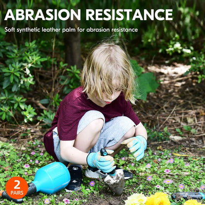 Vgo... 2Pairs Age 3-4 Kids Gardening, Lawning, Working Gloves(Size XS, 2Colors, KID-SL7362)