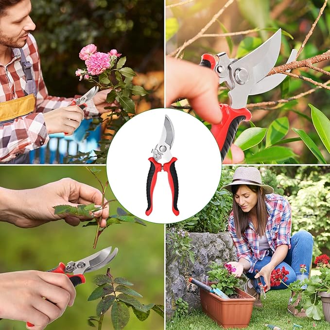 6 Pcs Garden Bypass Pruning Shears Bulk Heavy Duty Gardening Scissors Stainless Steel Blades Gardening Shears Handheld Garden Pruners Manual Plant Clipper for Flower Trimming Secateurs Tool 7.48 Inch
