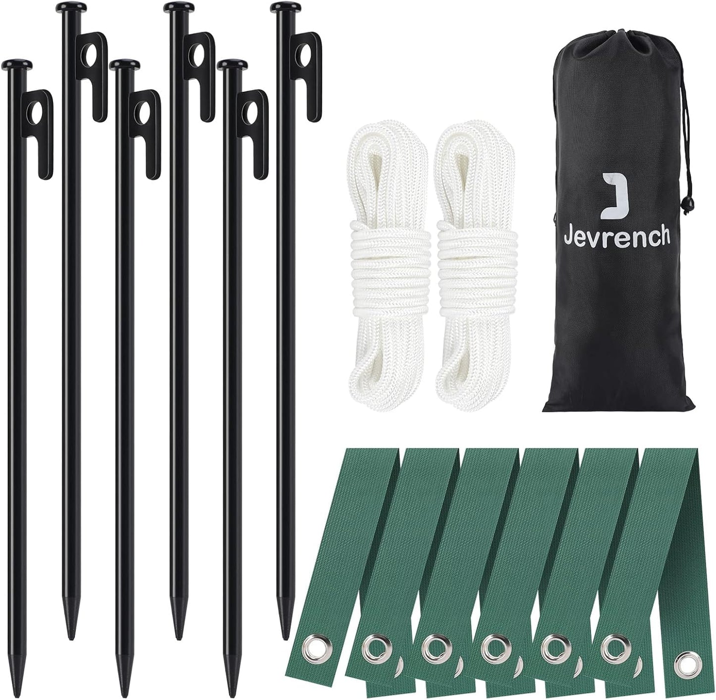 Tree Stakes, Tree Stake Kit for Hurricane Protection & Bad Weather, Tree Stakes and Supports, Heavy Duty 6 Pcs Tree Stake(11.8``), 6 Pcs Tree Straps for Staking, Anchor Rope(65.6ft)