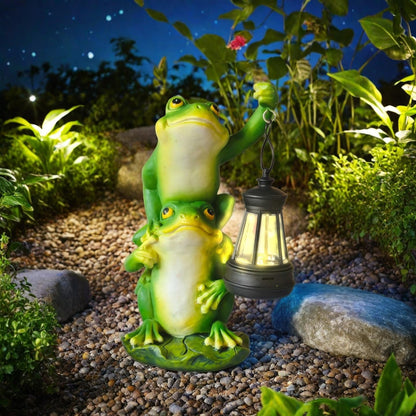 Solar Outdoor Statues Frog Garden Decor Figurine Lights for Outside, Yard Decorations Outdoor Patio Decor, Unique Housewarming Gardening Gifts for Women
