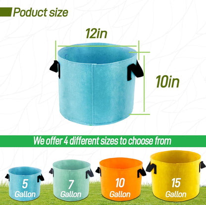 5-Gallon Fabric Grow Bags (7 Pack of Mix Colors) with Handles for Potato Tomato Flower and Vegetables