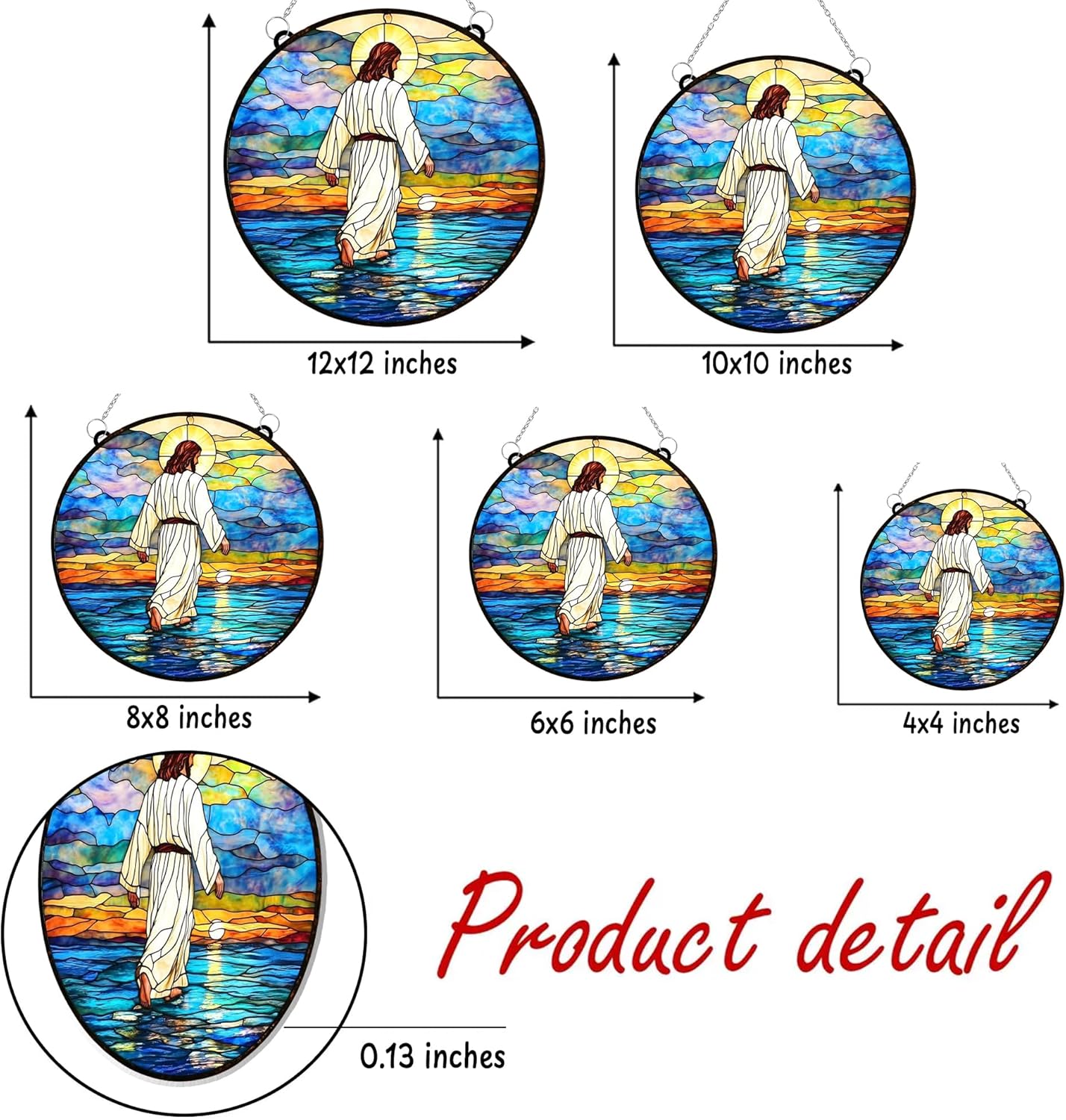 Christian Cross Acrylic Suncatcher Stained Glass Effect Memorial Window Car Hanging Christmas Ornament Indoor Outdoor Decor Garden Sun Catcher for Family Christmas Jesus Gift for Women Mom Grandma