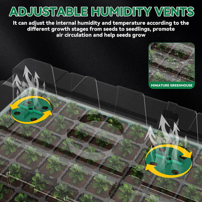 120 Cell Seed Starter Tray, Seed Starter Kit with Growth Light, 3.54-inch Humidity Dome Seedling Germinatio Starter Kit, Indoor Seed Germination Tray for Seed Reproduction and Seed Initiation